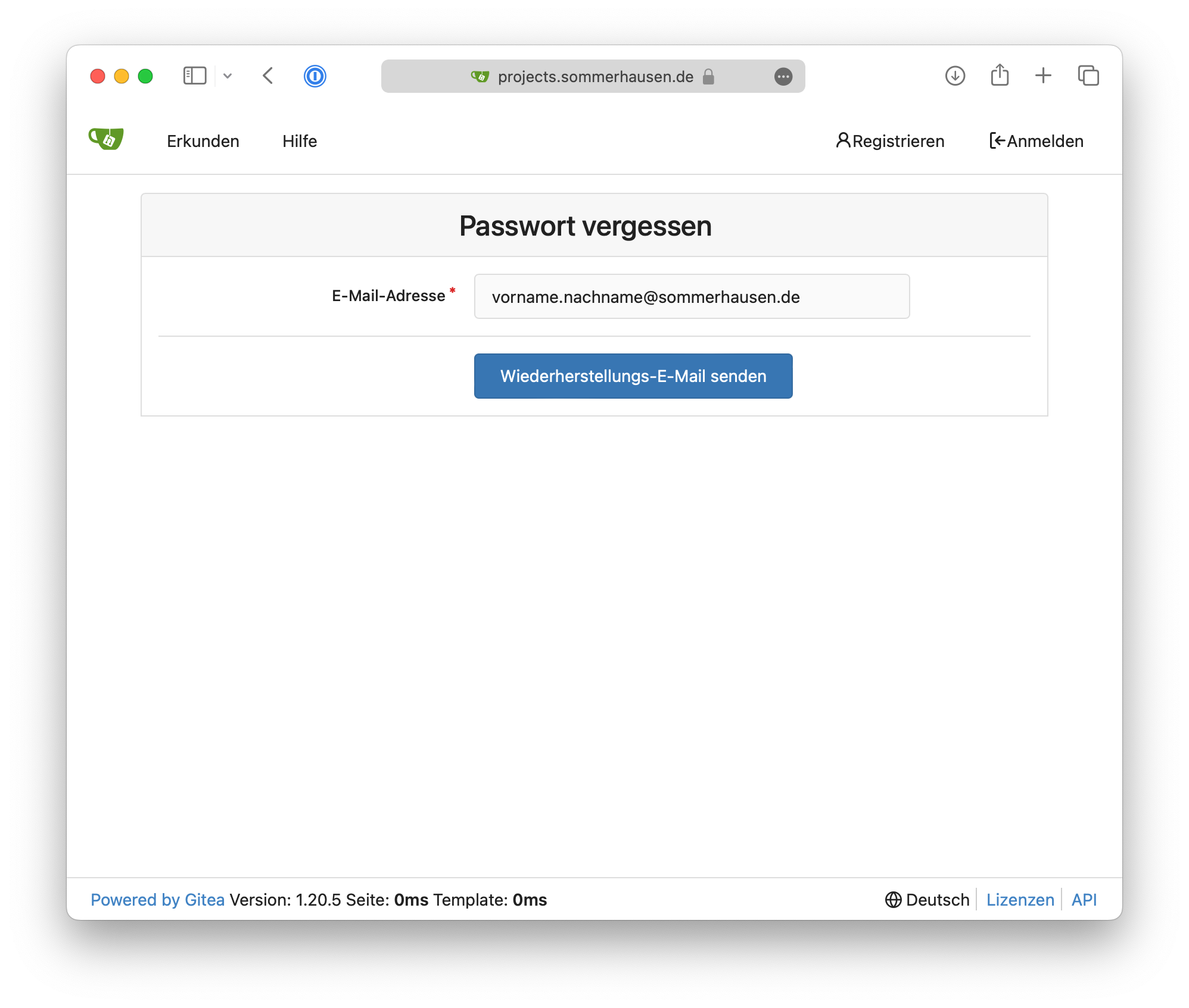 E-Mail Adresse erfassen